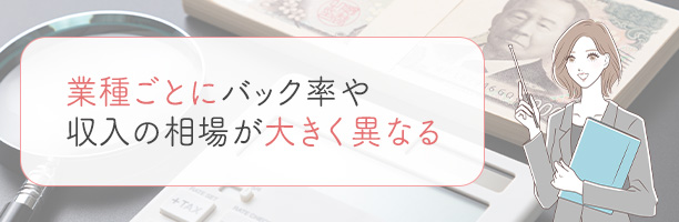風俗・業種別のバック率・バック額の相場